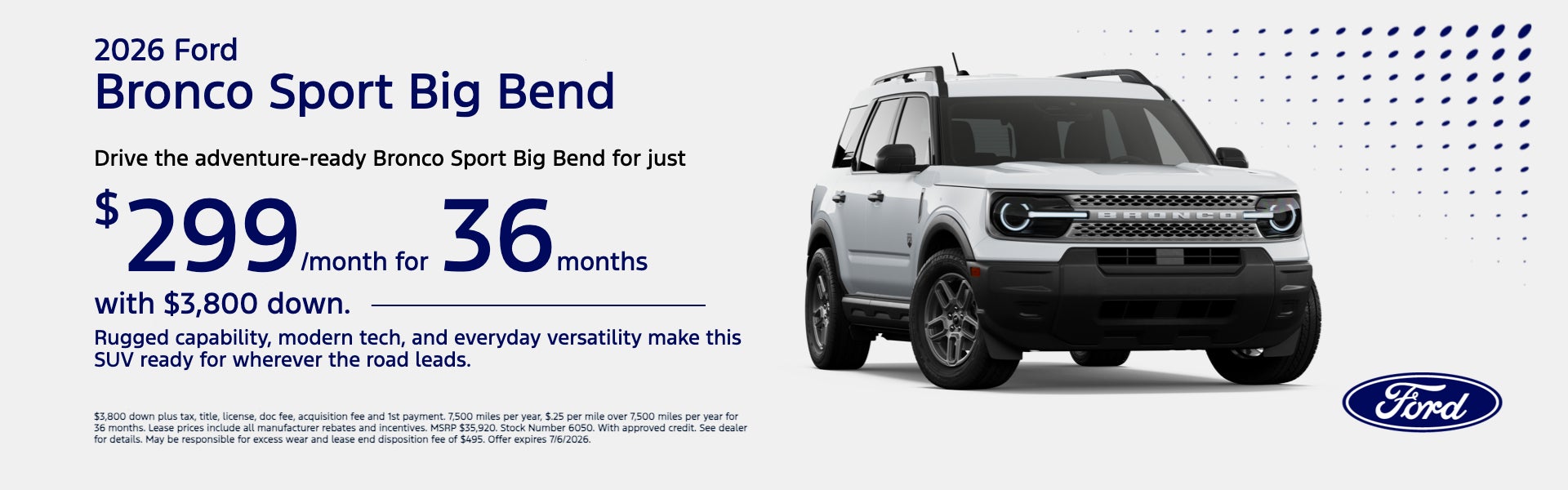 2026 Ford Bronco Sport Big Bend Lease for Only $299/Month